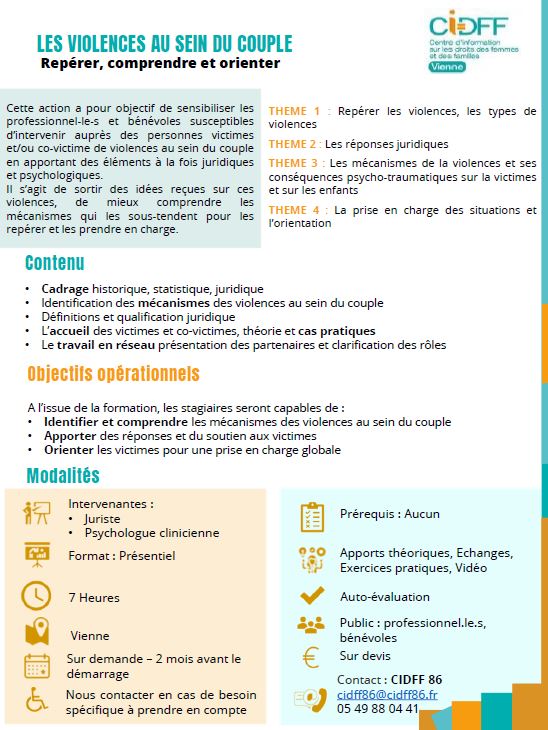 La fiche formation du CIDFF Vienne 86